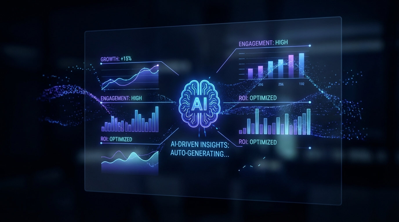 Self-generating analytics dashboards with AI surfacing marketing insights automatically